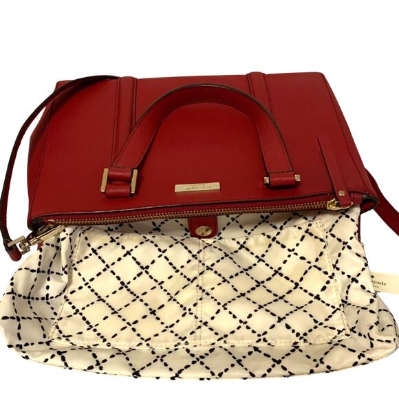 Kate Spade Red Leather Satchel / Crossbody bag Medium SIze - Picture 11 of 12